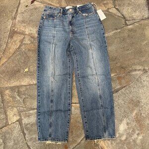 Womens High Rise Straight Leg Jeans Womens 8 29 Blue Stretch Denim Raw Hem